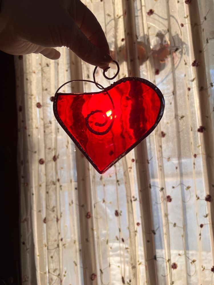 2 Types Available - Heart Valentine's Day Stained Glass Suncatcher 